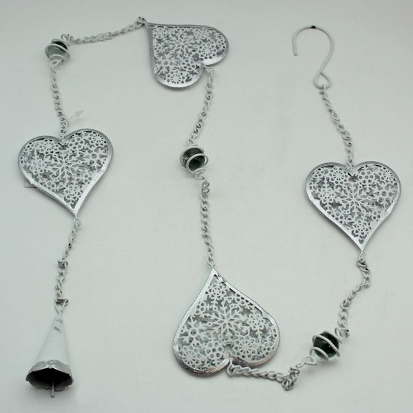 Girlanda srdce kov 6,5 100cm bílá